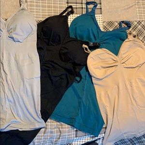 5 spandex maternity nursing tanks w/built in bra
